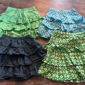 Hanna Andersson Sz 130 (sz 8) Skorts Ruffle Skirts Girls Kids Lot of 4